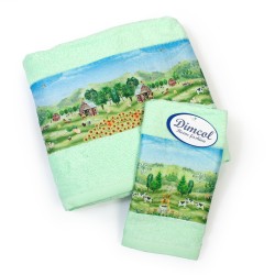 Πετσέτες Παιδικές Με Ψηφιακή Εκτύπωση Σετ Bebe Bath Farm 342 Mint Cotton Dimcol 2Τεμ