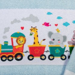 Πετσέτες Παιδικές Με Ψηφιακή Εκτύπωση Σετ Bebe Bath Magic Train 345 Sky Blue Cotton Dimcol 2Τεμ
