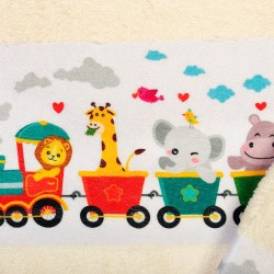 Πετσέτες Παιδικές Με Ψηφιακή Εκτύπωση Σετ Bebe Bath Magic Train 347 Ecru Cotton Dimcol 2Τεμ