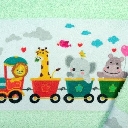 Πετσέτες Παιδικές Με Ψηφιακή Εκτύπωση Σετ Bebe Bath Magic Train 348 Mint Cotton Dimcol 2Τεμ