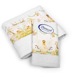 Πετσέτες Παιδικές Με Ψηφιακή Εκτύπωση Σετ Bebe Bath Jungle 350 White Cotton Dimcol 2Τεμ