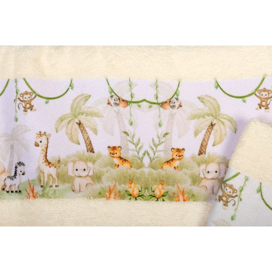 Πετσέτες Παιδικές Με Ψηφιακή Εκτύπωση Σετ Bebe Bath Jungle 351 Ecru Cotton Dimcol 2Τεμ