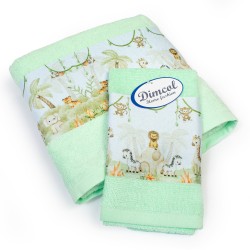 Πετσέτες Παιδικές Με Ψηφιακή Εκτύπωση Σετ Bebe Bath Jungle 352 Mint Cotton Dimcol 2Τεμ
