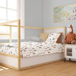 Παπλωματοθήκη Βρεφική Φανελένια Κούνιας Bebe Forest Savanna 36 White-Grey Flannel Cotton Dimcol (120x160) 1Τεμ