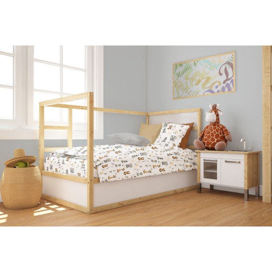 Παπλωματοθήκη Βρεφική Φανελένια Κούνιας Bebe Forest Savanna 36 White-Grey Flannel Cotton Dimcol (120x160) 1Τεμ