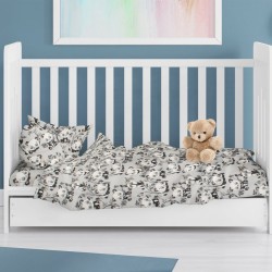 Πάπλωμα Βρεφικό Φανελένιο Κούνιας Bebe Panda Bear 96 Grey Flannel Cotton Dimcol (120x160) 1Τεμ