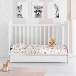 Πάπλωμα Βρεφικό Φανελένιο Κούνιας Bebe Elephant 072 White-Pink Flannel Cotton Dimcol (120x160) 1Τεμ