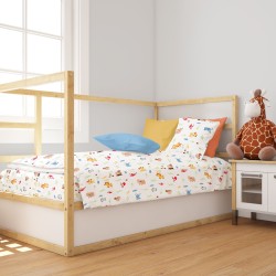 Πάπλωμα Βρεφικό Φανελένιο Κούνιας Bebe Forest Animals 070 White-Sky Blue Flannel Cotton Dimcol (120x160) 1Τεμ