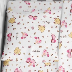 Μαξιλαροθήκη Φανελένια Κούνιας Bebe Elephant 072 White-Pink Flannel Cotton Dimcol (35x45) 1Τεμ