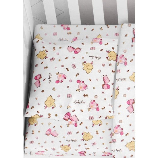 Μαξιλαροθήκη Φανελένια Κούνιας Bebe Elephant 072 White-Pink Flannel Cotton Dimcol (35x45) 1Τεμ