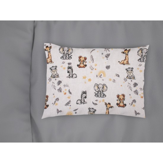 Μαξιλαροθήκη Φανελένια Κούνιας Bebe Forest Savanna 36 White-Grey Flannel Cotton Dimcol (35x45) 1Τεμ