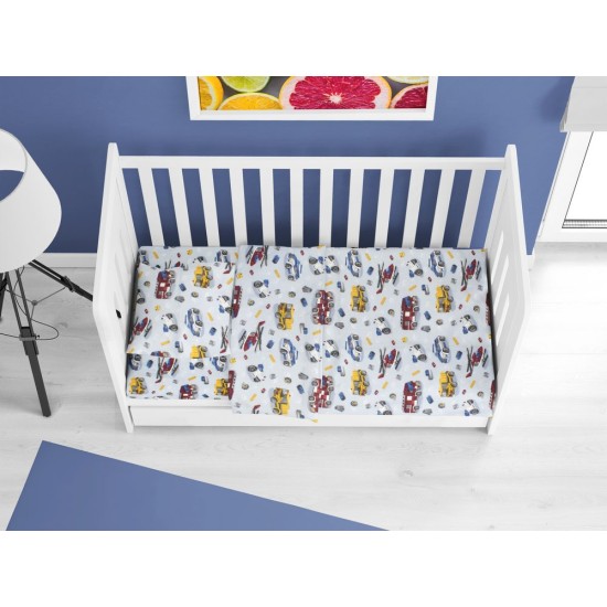 Κατωσέντονο Φανελένιο Κούνιας Bebe Toys 46 Sky Blue Flannel Cotton Dimcol (70x140+15) Με Λάστιχο 1Τεμ