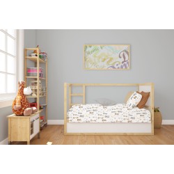 Κατωσέντονο Φανελένιο Κούνιας Bebe Forest Savanna 36 White-Grey Flannel Cotton Dimcol (70x140+15) Με Λάστιχο 1Τεμ
