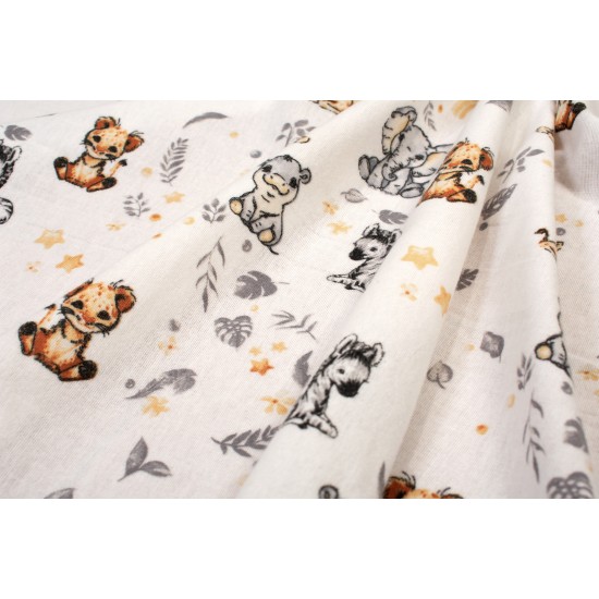 Σεντόνι Φανελένιο Λίκνου Bebe Forest Savanna 36 White-Grey Flannel Cotton Dimcol (80x110) 1Τεμ