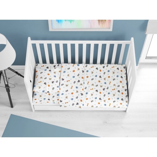 Σεντόνια Βρεφικά Φανελένια Κούνιας Σετ Bebe Zoo 29 White Flannel Cotton Dimcol (120x160) 3Τεμ