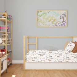 Σεντόνια Βρεφικά Φανελένια Κούνιας Σετ Bebe Forest Savanna 36 White-Grey Flannel Cotton Dimcol (120x160) 3Τεμ