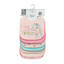 Σαλιάρες Με Velcro Αδιάβροχη Επένδυση Σετ Bebe Giraffe 20 Pink Dimcol (30x20) 7Τεμ