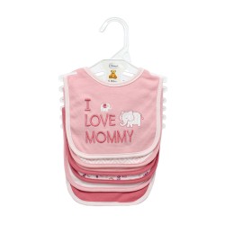 Σαλιάρες Interlock & Επένδυση Terry Με Velcro Σετ Bebe Elephant 22 Pink Dimcol (30x20) 6Τεμ