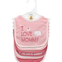 Σαλιάρες Interlock & Επένδυση Terry Με Velcro Σετ Bebe Elephant 22 Pink Dimcol (30x20) 6Τεμ