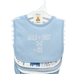 Σαλιάρες Interlock & Επένδυση Terry Με Velcro Σετ Bebe Wild 23 Sky Blue Dimcol (30x20) 6Τεμ