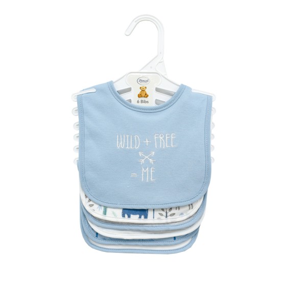 Σαλιάρες Interlock & Επένδυση Terry Με Velcro Σετ Bebe Wild 23 Sky Blue Dimcol (30x20) 6Τεμ