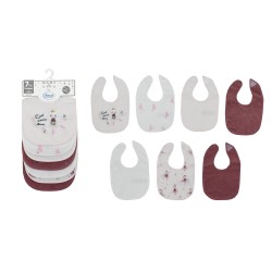 Σαλιάρες Βρεφικές Με Velcro Σετ Ballerina 07 White-Pink Με Αδιάβροχη Επένδυση Dimcol (30x20) 7Τεμ