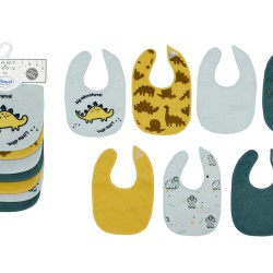 Σαλιάρες Βρεφικές Με Velcro Σετ Dinosaur 08 Aqua Με Αδιάβροχη Επένδυση Dimcol (30x20) 7Τεμ