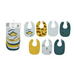 Σαλιάρες Βρεφικές Με Velcro Σετ Dinosaur 08 Aqua Με Αδιάβροχη Επένδυση Dimcol (30x20) 7Τεμ