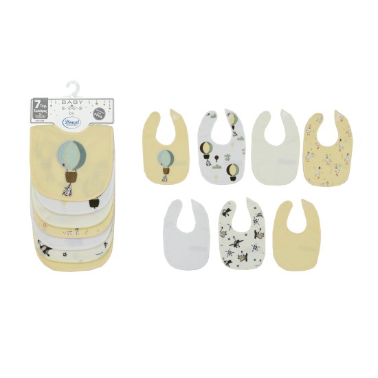 Σαλιάρες Βρεφικές Με Velcro Σετ Balloon 09 Yellow Με Αδιάβροχη Επένδυση Dimcol (30x20) 7Τεμ