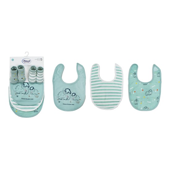 Σαλιάρες Βρεφικές Με Velcro Σετ Mammoth 26 Green Με Επένδυση Terry Dimcol 5Τεμ