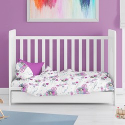 Παπλωματοθήκη Βρεφική Κούνιας Bebe Princess 389 White-Lilac Dimcol (120x160) 1Τεμ