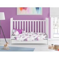 Παπλωματοθήκη Βρεφική Κούνιας Bebe Princess 389 White-Lilac Dimcol (120x160) 1Τεμ