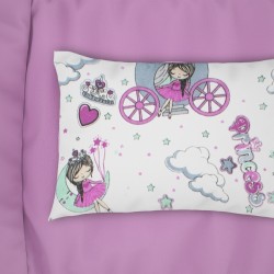 Μαξιλαροθήκη Βρεφική Κούνιας Bebe Princess 389 White-Lilac Dimcol (35x45) 1Τεμ