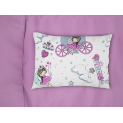 Μαξιλαροθήκη Βρεφική Κούνιας Bebe Princess 389 White-Lilac Dimcol (35x45) 1Τεμ