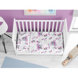Σεντόνια Βρεφικά Κούνιας Σετ Bebe Princess 389 White-Lilac Dimcol (120x160) 3Τεμ