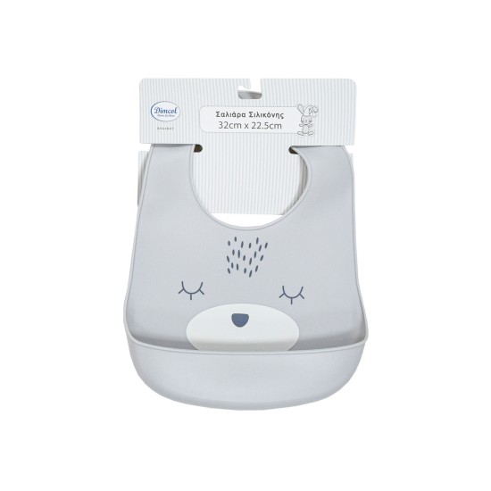 Σαλιάρα Σιλικόνης Bebe Με Κουμπί & Τσέπη 17 Grey Dimcol (22.5x32) 1Τεμ