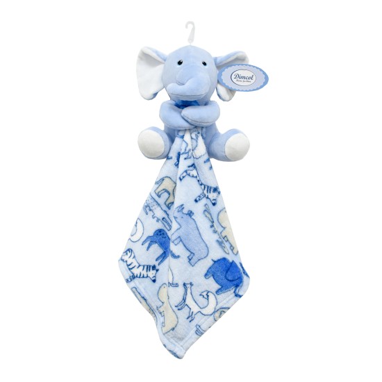 Λούτρινο Ζωάκι Με Πανάκι Παρηγορίας Coral Fleece Bebe Elephant 11 Sky Blue Dimcol ( Ύψος 20 cm) 1Τεμ