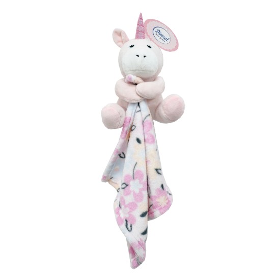 Λούτρινο Ζωάκι Με Πανάκι Παρηγορίας Coral Fleece Bebe Unicorn 13 Pink Dimcol ( Ύψος 20 cm) 1Τεμ
