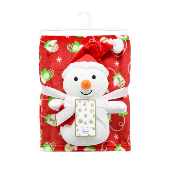 Λούτρινο Χριστουγεννιάτικο Σετ Bebe Snowman 27 Red Dimcol 2Τεμ
