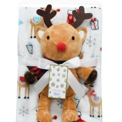 Λούτρινο Χριστουγεννιάτικο Σετ Bebe Reindeer 28 White Dimcol 2Τεμ