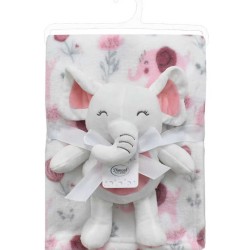 Λούτρινο Ζωάκι & Coral Fleece Σετ Baby Elephant 20 White-Pink Dimcol 2Τεμ Λούτρινο Ζωάκι & Coral Fleece Σετ Baby Elephant 20 White-Pink Dimcol 2Τεμ