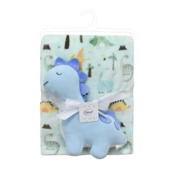 Λούτρινο Ζωάκι & Coral Fleece Σετ Baby Dinosaur 22 Sky Blue Dimcol 2Τεμ Λούτρινο Ζωάκι & Coral Fleece Σετ Baby Dinosaur 22 Sky Blue Dimcol 2Τεμ
