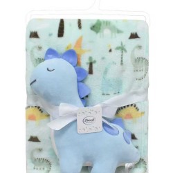 Λούτρινο Ζωάκι & Coral Fleece Σετ Baby Dinosaur 22 Sky Blue Dimcol 2Τεμ Λούτρινο Ζωάκι & Coral Fleece Σετ Baby Dinosaur 22 Sky Blue Dimcol 2Τεμ