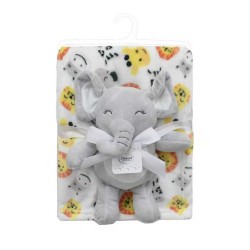 Λούτρινο Ζωάκι & Coral Fleece Σετ Baby Elephant 23 Grey Dimcol 2Τεμ Λούτρινο Ζωάκι & Coral Fleece Σετ Baby Elephant 23 Grey Dimcol 2Τεμ