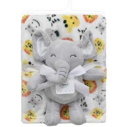 Λούτρινο Ζωάκι & Coral Fleece Σετ Baby Elephant 23 Grey Dimcol 2Τεμ Λούτρινο Ζωάκι & Coral Fleece Σετ Baby Elephant 23 Grey Dimcol 2Τεμ