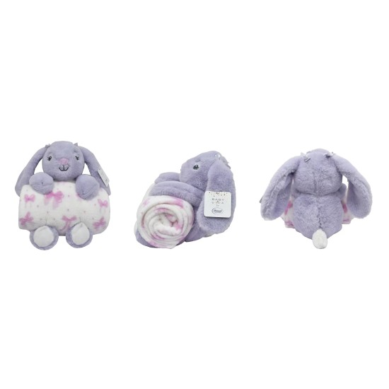 Λούτρινο Ζωάκι & Coral Fleece Σετ Baby Rabbit 17 Lilac Dimcol 2Τεμ