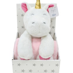 Λούτρινο Ζωάκι Σετ Bebe Unicorn White-Pink Dimcol ( Ύψος 25 cm) 2Τεμ