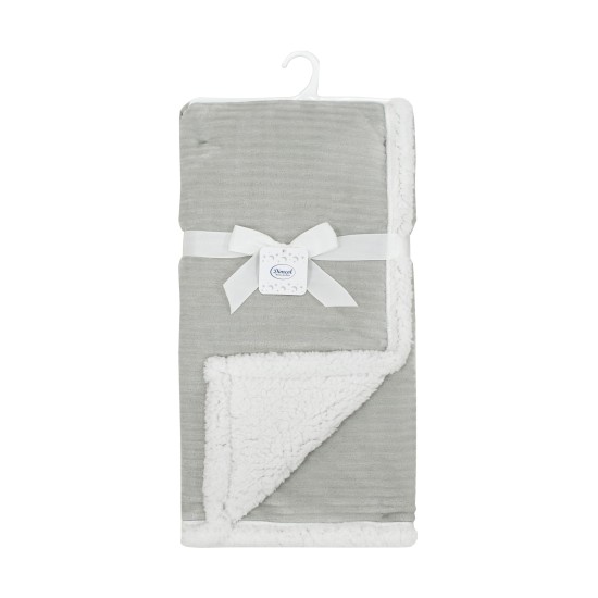 Κουβέρτα Fleece Με Sherpa Αγκαλιάς Bebe Cord Ριγέ 10 Grey Jacquard Dimcol (75x100) 1Τεμ