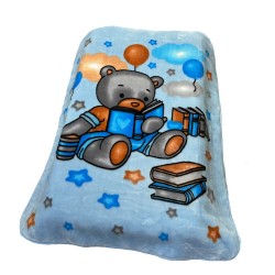 Κουβέρτα Βελουτέ Κούνιας Bebe Studying Bear 36 Baby Blue Dimcol (110x140) 1Τεμ