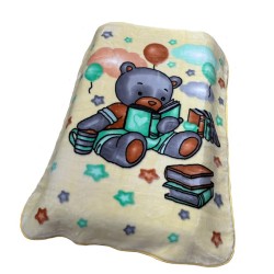 Κουβέρτα Βελουτέ Κούνιας Bebe Studying Bear 39 Ecru-Light Yellow Dimcol (110x140) 1Τεμ